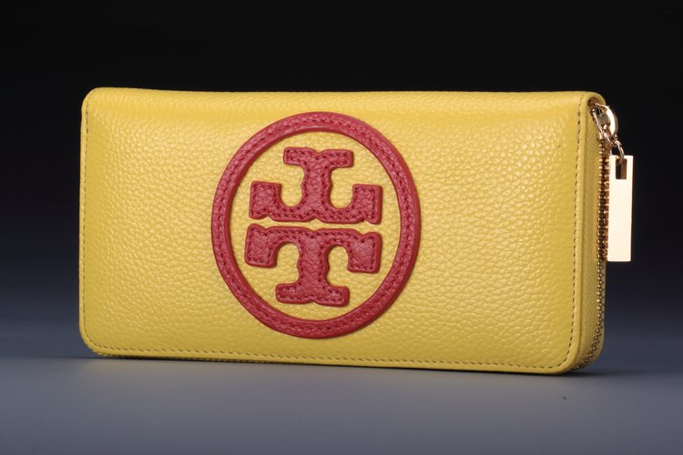 Tory Burch Stacked Logo Zip Around Continental Wallet Yellow